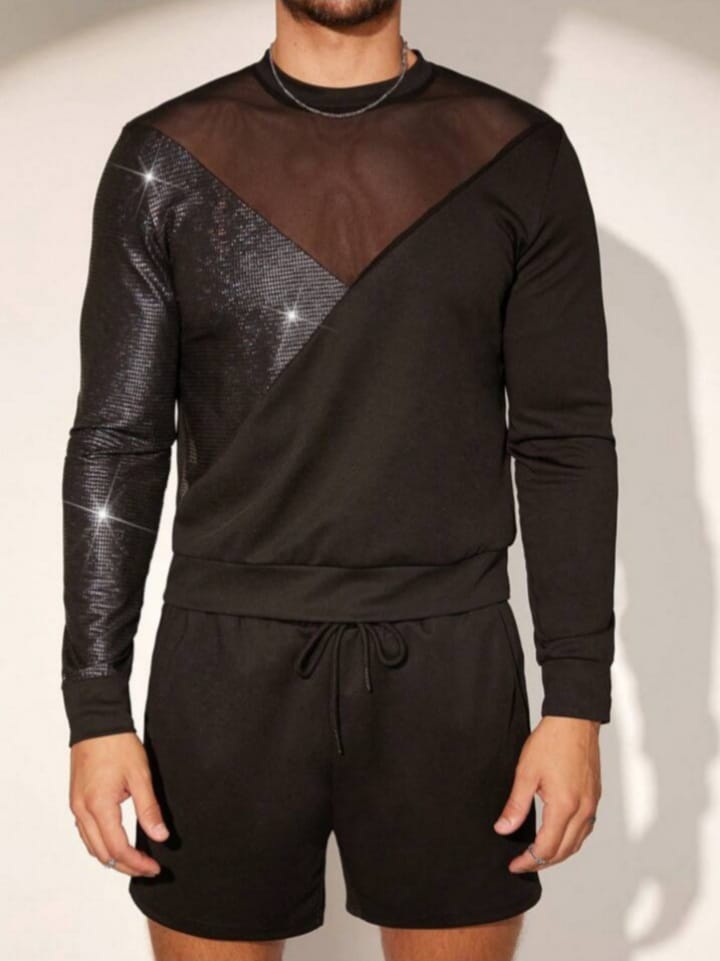Bonga Boys Men's Mesh Contrast Loose Fit Sleepwear T-shirt & Short Set